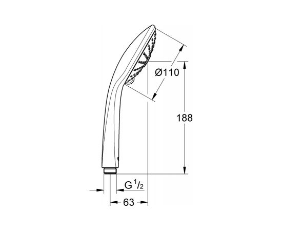 Grohe rokas duša Euphoria 110 Massage III, d=110 mm, 9.5 l/min, hroms