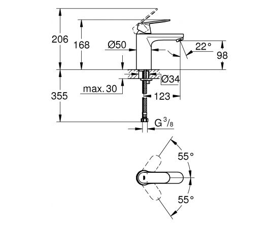 Grohe izlietnes maisītājs Eurosmart Cosmo M, melns