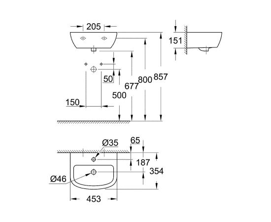 Grohe izlietne BauCeramic, 453x354 mm, balta