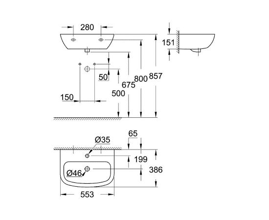 Grohe izlietne BauCeramic, 553x386 mm, balta