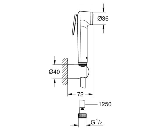 Grohe bidettas komplekts Trigger Spray 30 I, ar vadu 1250 mm, hroms