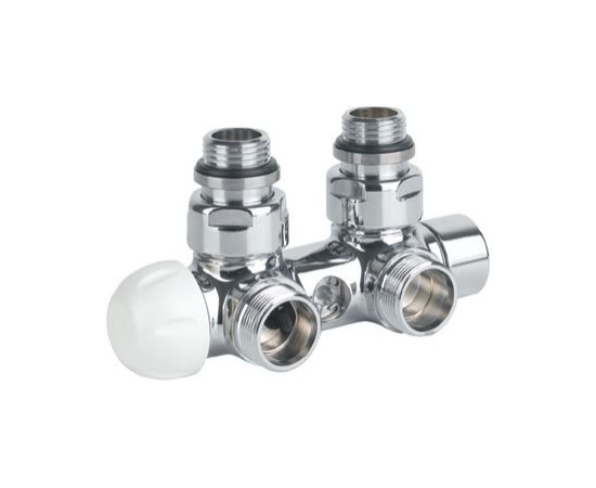 Carlo Poletti Rad. dubultbloks Twinvalve Thermo 1/2` x 24-19, 90°, hromēts, bez termogalvas (50mm)