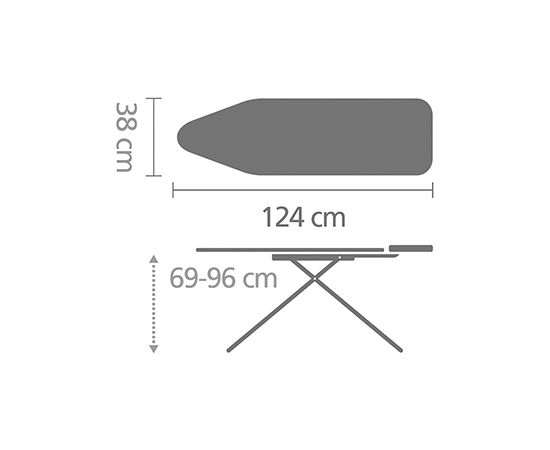 Brabantia gludināmais dēlis B, 1240x380 mm, 22 mm rāmis, titan oval