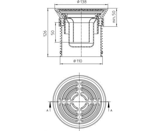 HL trapa augša ar resti linolejam d/138.5mm(HL70,80.90,300,304)