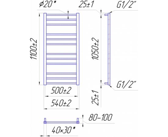 Mario dvieļu žāvētājs Premium Classic 1100х540/500 mm, nerūdējošais tērauds##