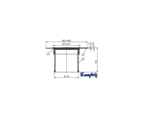 HL trapa augša ar resti linolejam 185x185/115x115mm