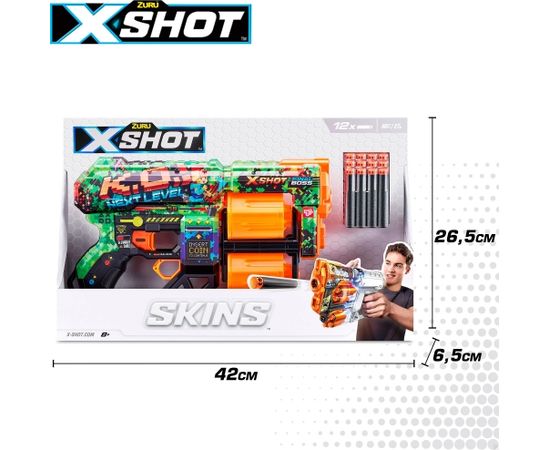 Пистолет с 12 порол. пулями, дальность до 27 метра X-Shot Skins ZURU 8 g+ CB46922