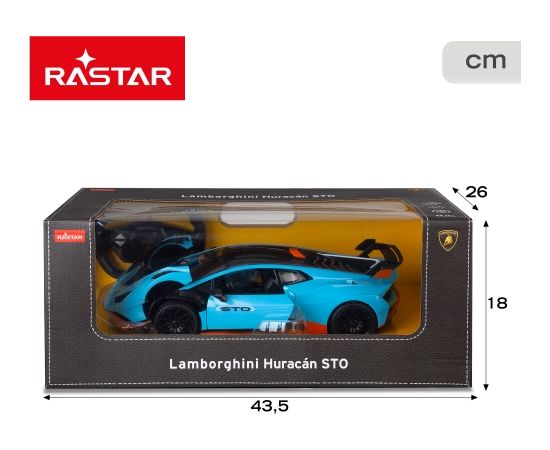 Rastar Radiovadāmā mašīna LAMBORGHINI HURACAN STO (blue) 1:14 6 virz., lukturi, durvji, kapots, baterijas, 6+ CB46978