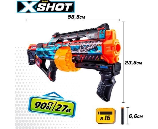 Пистолет с 16 порол. пулями, дальность до 27 метра X-Shot Skins ZURU 8 g+ CB46923