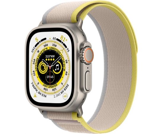 Apple Watch Ultra GPS + Cellular 49mm Titanium Case with Yellow/Beige Trail Loop - S/M