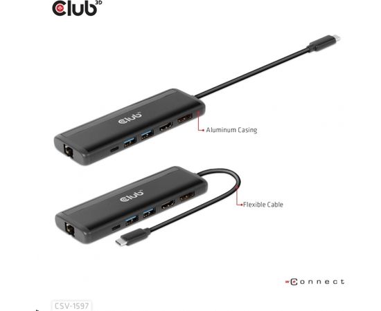 Club 3d CLUB3D USB Gen 1 Type-C 8-in-1 MST Dual 4K60Hz Display Travel Dock