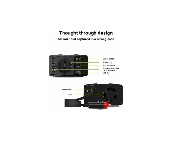 Strāvas pārveidotājs Green Cell 24V to 230V 150W/300W Modified Sine Wave