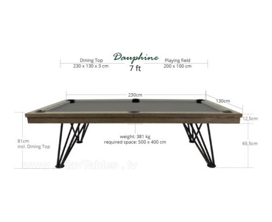Pool Table / Dining Table, Dauphine, Silver Mist Oak