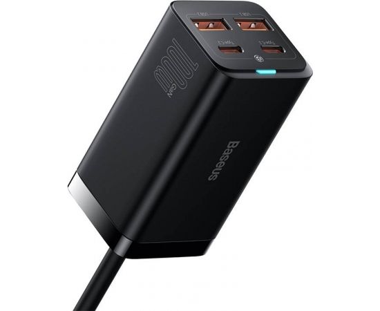 Baseus GaN3 Pro 2xUSB-C + 2xUSB wall charger, 100W (black)