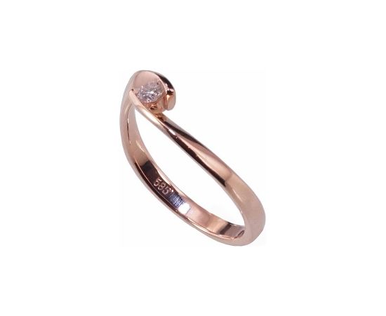 Золотое кольцо #1100381(Au-R)_DI, Красное Золото	585°, Бриллианты (0,09Ct), Размер: 17.5, 2.23 гр.