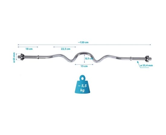 Liektais svara stienis 120cm ENERO FIT Fi 25,4mm Hanteles