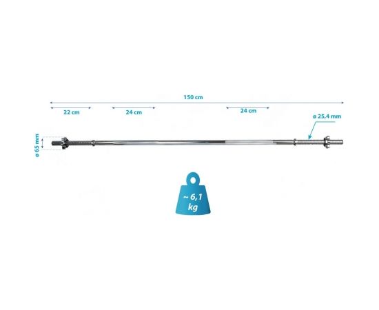 Svara stienis 150 cm Enero fit 25,4mm Hanteles