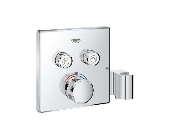 Grohe iebūvējamā dušas termostata SmartControl virsapmetuma daļa, ar 2 izejām, ar dušas turētāju, hroms