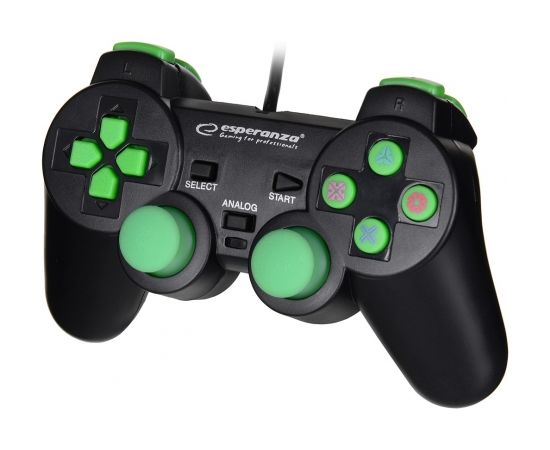 Esperanza EGG107G Gaming Controller Gamepad PC,Playstation 3 Analogue / Digital USB 2.0 Black/Green