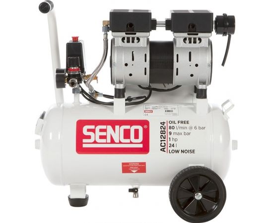 SENCO Kompresors AC12824 zema trokšņa, bezeļļas, 9bar, 128 l/min, 24l, 750W, AFN0035