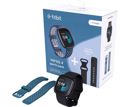 Fitbit Versa 4 Sports Pack, black/sapphire Smart-Watch Умные часы