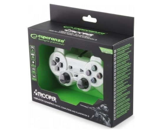 Esperanza EGG107W Gaming Controller Gamepad PC,Playstation 3 Analogue / Digital USB 2.0 Black,White
