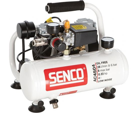 SENCO Kompresors AC4504 zema trokšņa, bezeļļas, 8bar, 45 l/min, 4l, 240W, AFN0024
