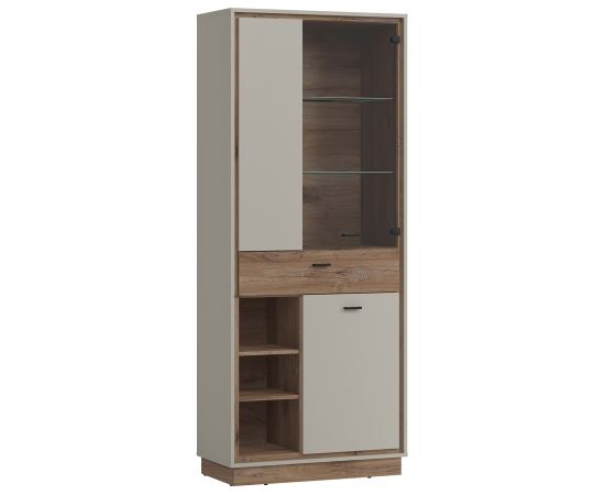 Vitrīna RIVERO 83x40xH201cm, ozols/pelēks Vitrīnas