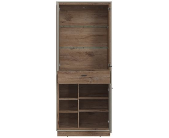 Vitrīna RIVERO 83x40xH201cm, ozols/pelēks Vitrīnas