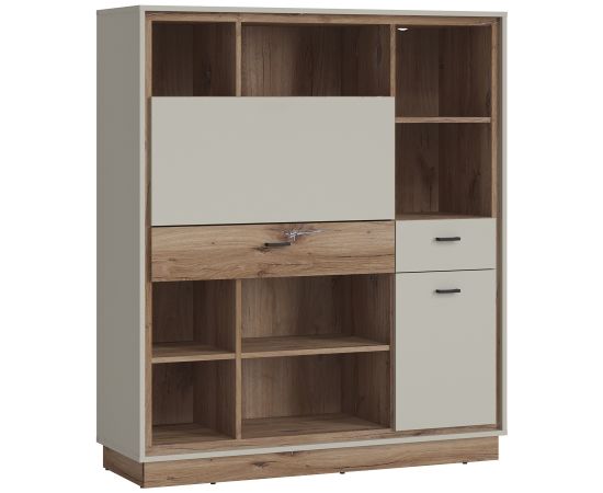 Grāmatu skapis RIVERO 124x40xH143cm, ar rakstāmgaldu Skapis