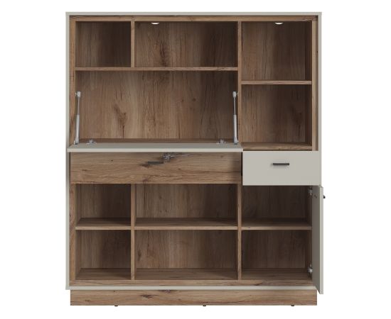 Grāmatu skapis RIVERO 124x40xH143cm, ar rakstāmgaldu Skapis