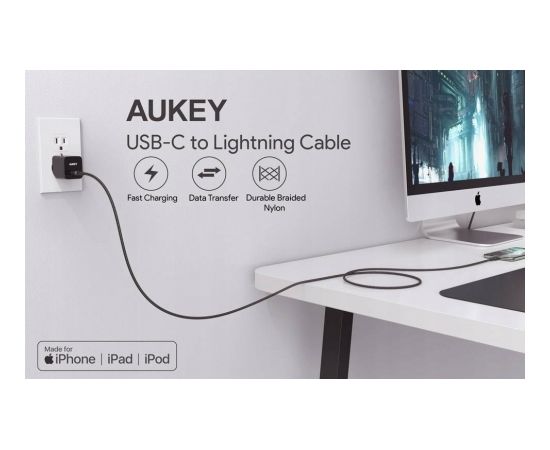AUKEY CB-CL02 USB cable Quick Charge USB C-Lightning | 1.2m | Black