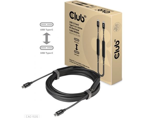 Club 3d CLUB3D USB 3.2 Gen2 Type C to C Active Bi-directional Cable 8K60Hz M/M 5m/16.4ft