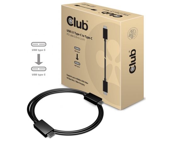 Club 3d CLUB3D USB Gen2 Type C Video 4K60Hz, Data 10Gbps and 100W Charging 1Meter M/F