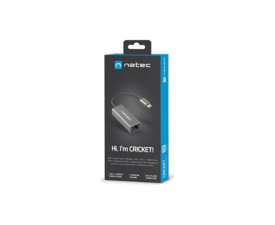 Natec Ethernet Adapter Cricket 1GB USB3.1 Type-C to RJ45, Gray