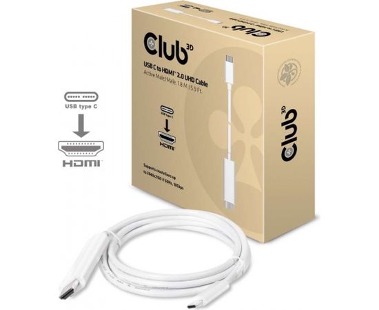 Club 3d CLUB3D USB C to HDMI™ 2.0 UHD Cable Active 1.8 M./5.9 Ft.