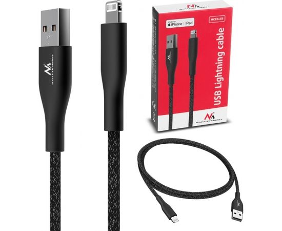 Maclean IOS MFi Cable Charging Data Transfer Fast Charge USB 2.4A Black 1m 5V 2.4A Nylon