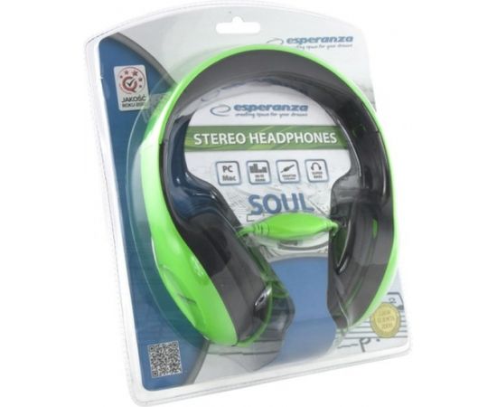 Esperanza EH138G headphones/headset Head-band Black,Green