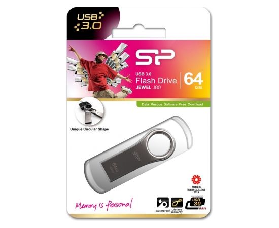 Silicon Power Jewel J80 USB flash drive 64 GB USB Type-A 3.2 Gen 1 (3.1 Gen 1) Titanium