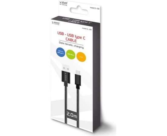 Savio CL-129 USB cable 2 m USB 2.0 USB A USB C Black