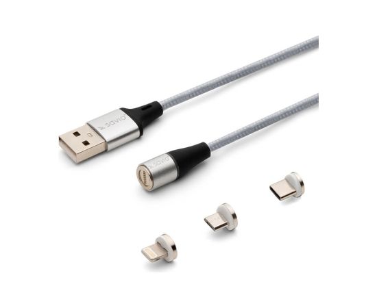 Savio CL-156 USB cable 2 m USB 2.0 USB C Micro USB A/Lightning Silver