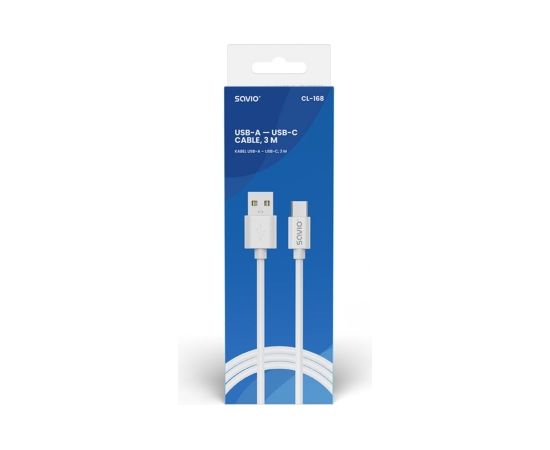 USB cable 2 m USB 2.0, USB A - USB C White SAVIO CL-168