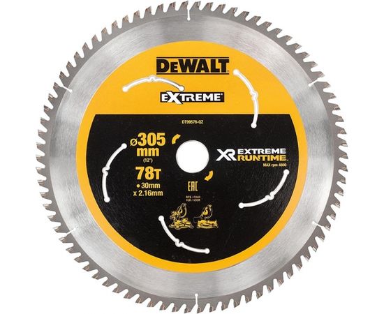 DeWALT DT99576-QZ  Zāģa ripa 305mm x 30mm 78T CSB FlexVolt