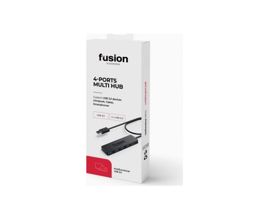 Разветвитель Fusion USB 3.0 на 4 x USB 3.0 5 Гбит/с, черный (EU Blister) Usb HUB