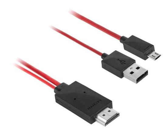 Pārveidotājs MHL micro USB B 11pin spraudnis - HDMI spraudnis + USB A spraudnis