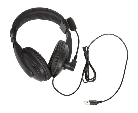 Audiocore AC862 on-ear plug & play USB headphones with microphone, cable 1.5m