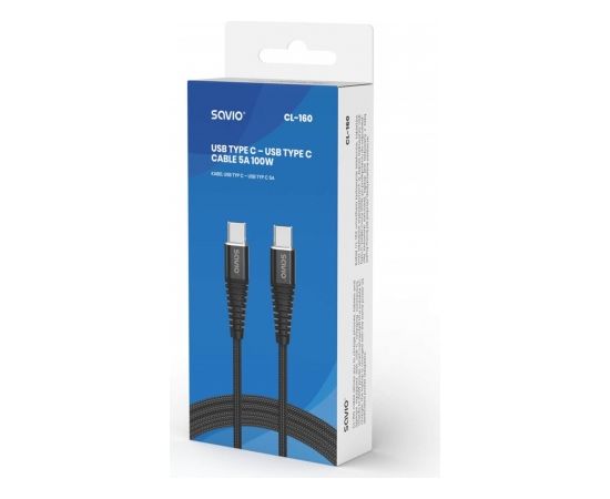 Savio CL-160 USB cable 2 m USB 2.0 USB C - USB C Black