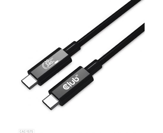 Club 3d Club3D CAC-1575  USB4 GEN2X2 TYPE-C BI-DIRECTIONAL CABLE 4K60HZ,DATA 20GBPS, PD 240W(48V/5A) EPR M/M 2M/6.56FT