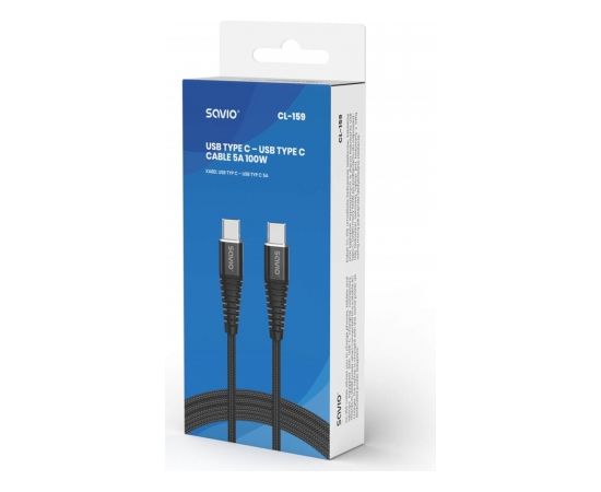 Savio CL-159 USB cable 1 m USB 2.0 USB C - USB C Black