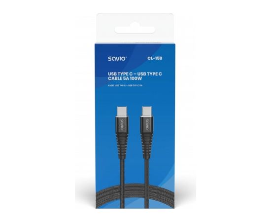 Savio CL-159 USB cable 1 m USB 2.0 USB C - USB C Black